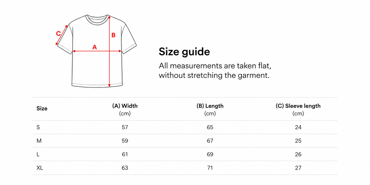 Twin Angel Tee White size chart